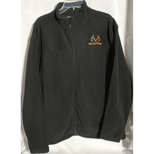 Real Tree Logo Black Heavy Fleece Full Zip Jacket Unisex Adult Size XL